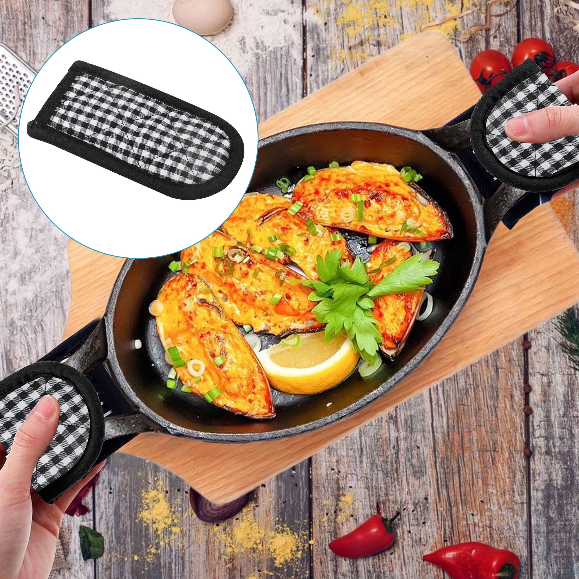 Gustave 4 Pack Silicone Hot Handle Holder Pan Handle Sleeve Pot Holders, Heat Resistant Cast Iron Skillet Handle Covers for Kitchen, BBQ and Baking