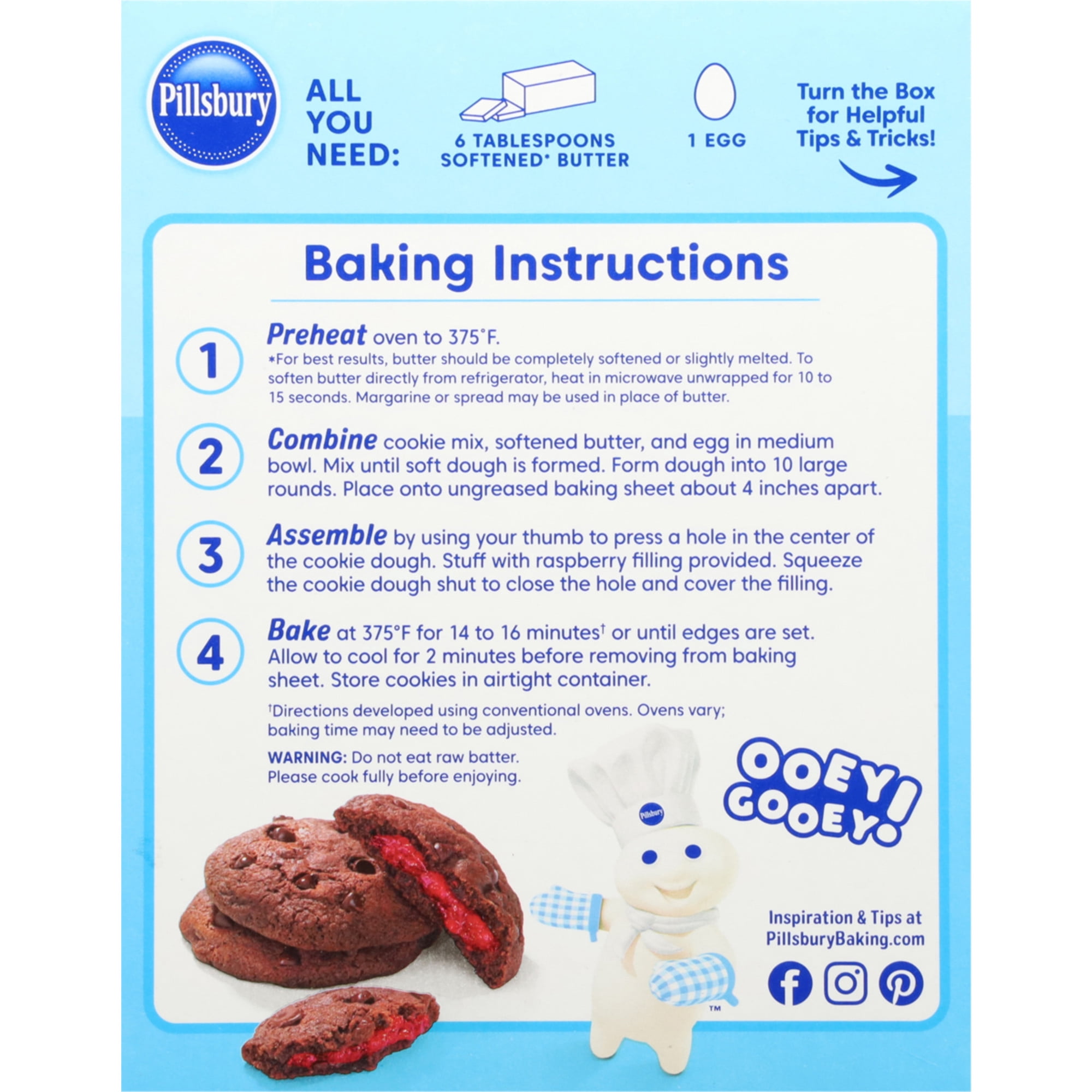 Pillsbury Raspberry Filled Chocolate Stuffed Cookie, 16 Oz Mix