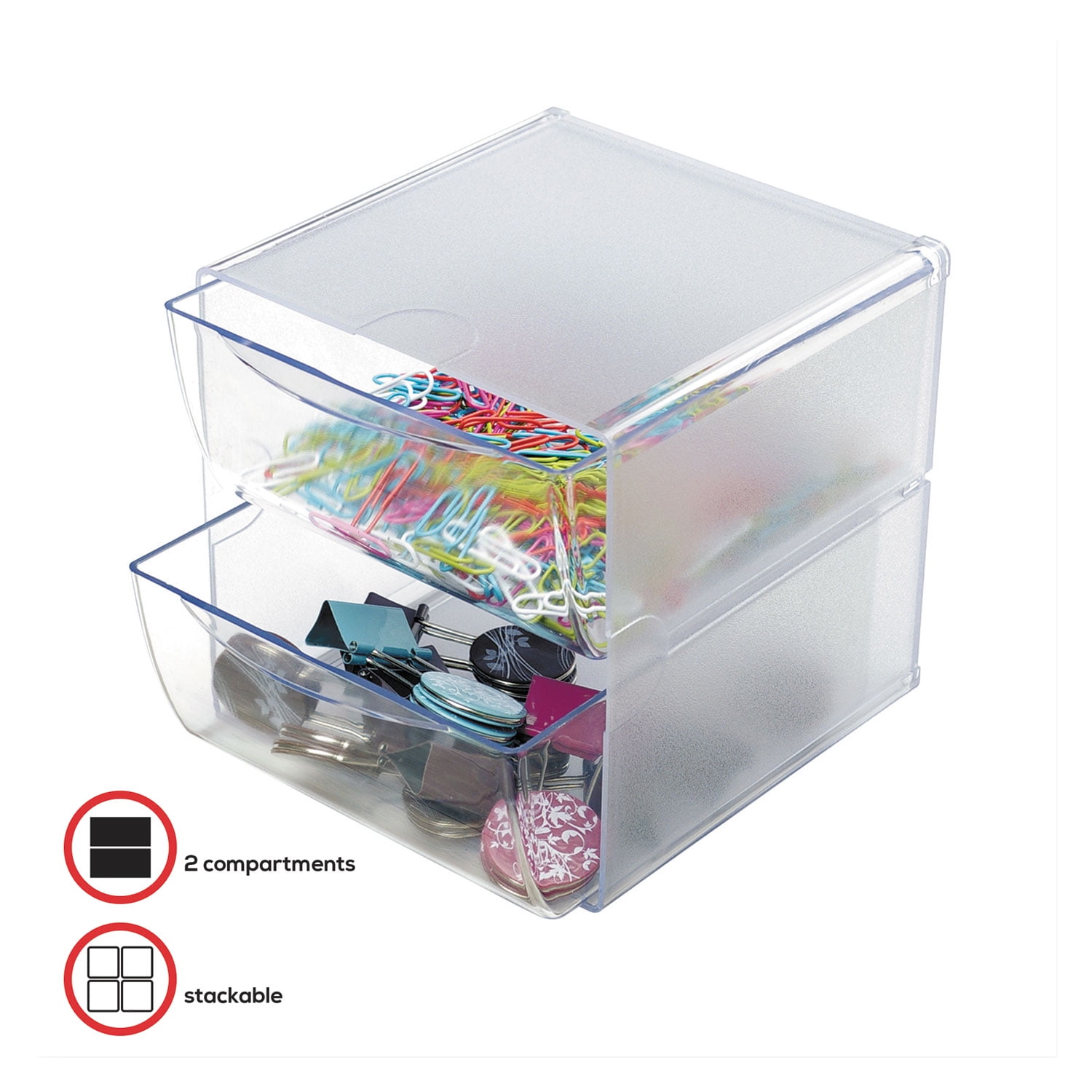 Deflecto 6 13/16 x 10 x 7 Clear 3-Drawer Organizer