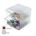 thumbnail image 4 of Stackable Cube Organizer, 2 Compartments, 2 Drawers, Plastic, 6 x 7.2 x 6, Clear, 4 of 11