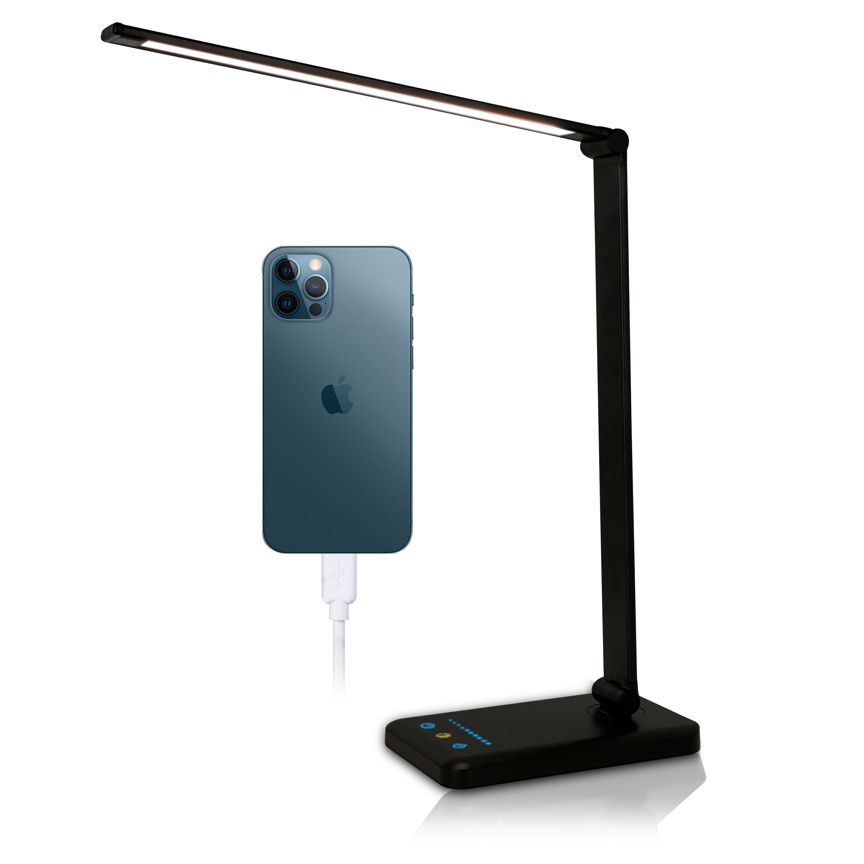 LED Desk Lamp with USB Charging Port Smooth Touch Light Dimmer Switch with Adjustable Light Color Temperature Automatic Shut Off Feature Black 