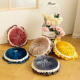 thumbnail image 6 of Decorative Round Pleated Throw Pillows, Pumpkin Throw Pillows, Vintage Velvet Floor Pillows for Sofa Couch Vanity Chair Bed,18.3" Diameter, 6 of 6
