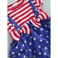 thumbnail image 6 of Hirigin 4th of July Baby Girl Outfits 3 6 9 12 18 Months Stripe Star Print Ruffle Romper Headbands Set Infant Fourth of July Clothes, 6 of 7