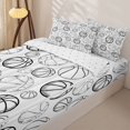 thumbnail image 3 of Castle Fairy Teens Basketball Print Zipper Twin Comforter Sets with Fitted Sheet and 2 Pillowcases, Sport Theme Zipper Bedding Set, White Black,4-Piece, 3 of 6