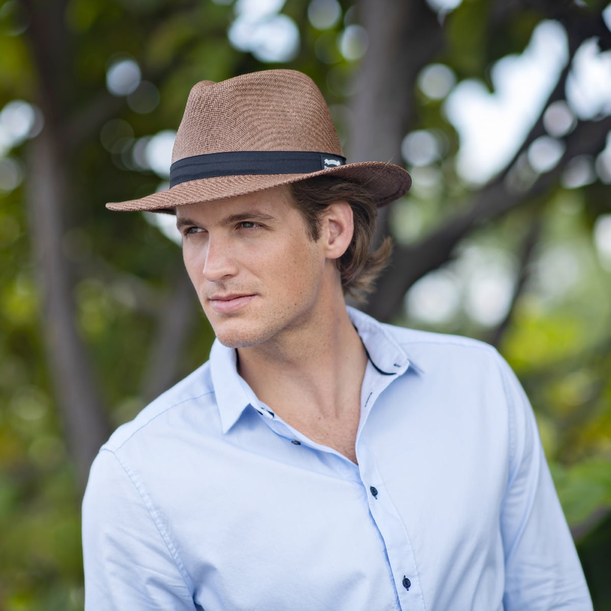 Panama Jack Safari Straw Hat - Matte Toyo, Ribbon Band, 2.5" Brim