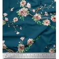 thumbnail image 1 of Soimoi Cotton Cambric Fabric Leaves,Floral & Paradise Whydah Bird Printed Craft Fabric by The Yard 56 Inch Wide, 1 of 1