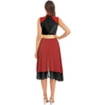 thumbnail image 2 of Yhong Women Prasie Dance Tunics Sleeveless Asymmetrical Hem Leotard Dresses Lyrical Ballroom Red&Black M, 2 of 5