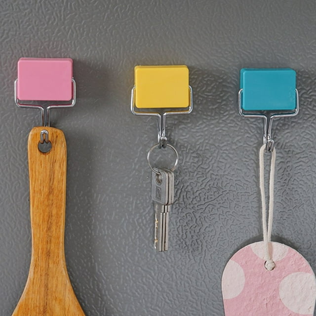 6Pcs Magnetic Hook Nail Free Strong Magnet Hooks Multi-Colour Magnetic Hanging Storage Hooks Refrigerator Magnetic Hangers Mini Multi-Purpose Hooks for Kitchen
