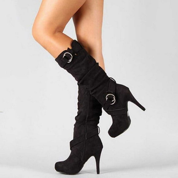LSLJS Women's High-Heels Over-the-Knee Boots, Mode Hiver Grande Taille pour les Femmes Pointu Semelle Épaisse Dames Talons Hauts Chaussures, Bottes Femmes Genou-Haut