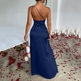 thumbnail image 6 of Women's Sexy One Shoulder Satin High Split Wedding Party Maxi Dress, 6 of 8