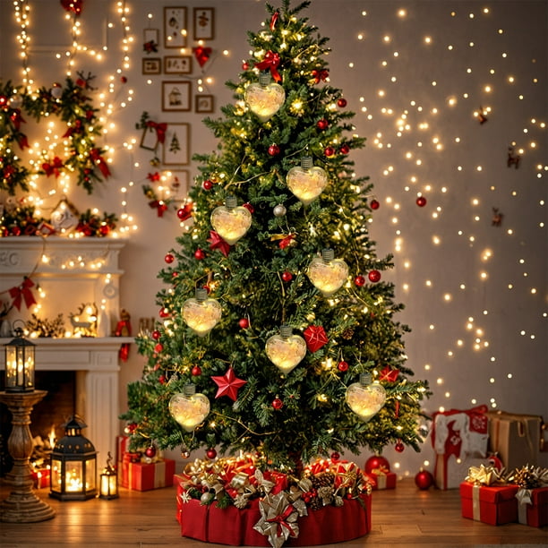 Bolas Navideñas Brillantes de Hortensia: Adornos Transparentes con Luz Led para Decoración de Interiores y Exteriores, 6 Colores, 10 Cm de Diámetro, Iluminación Decorativa de Bajo Consumo.