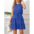 thumbnail image 3 of Sleeveless Women Chiffon Spaghetti Halter Ruffle Sun Flowy Dress, 3 of 5