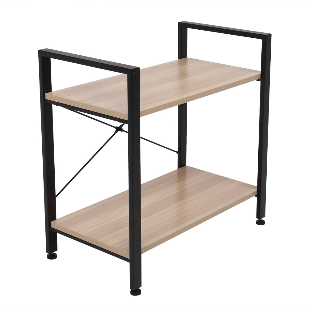 Kepooman 2-Tier Home Office Storage Bookshelf Shelf Display Rack for Bedroom Living Room, Oak