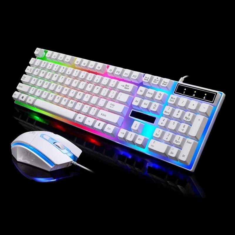 Direct Wired Backlight Keyboard Gaming Mechanical handfeel 7-Color White USB NEW 
