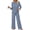 Blue, variant on Pajamas Sets for Women Casual Two Piece Lounge Sets 3/4 Sleeve Crew Neck Top Wide Leg Pants Vacation Travel Outfits