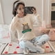 thumbnail image 1 of Pijamas de franela de otoño e invierno para mujer, manga larga, grueso, cálido, polar coral, conjunto de ropa para el hogar con forma de oso de galleta, 1 of 4