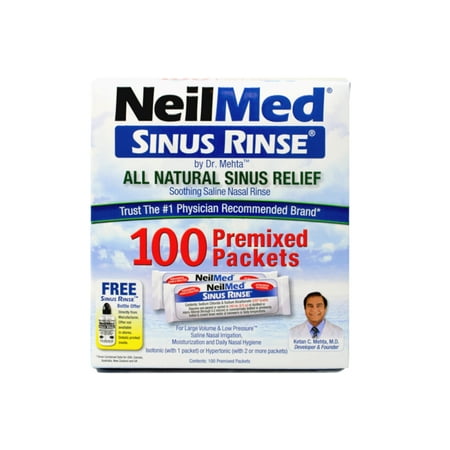NeilMed Sinus Rinse All Natural Relief Premixed Refill Packets 100 Each (Pack of 4)