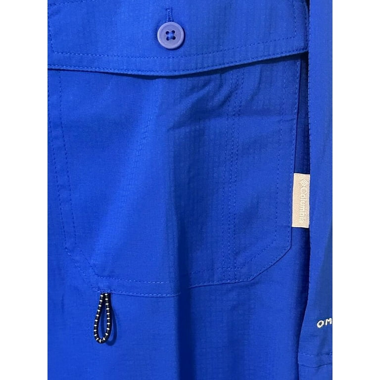 Columbia Men's James Bay Long Sleeve Shirt Omni-Shade UPF 40, Blue, Large