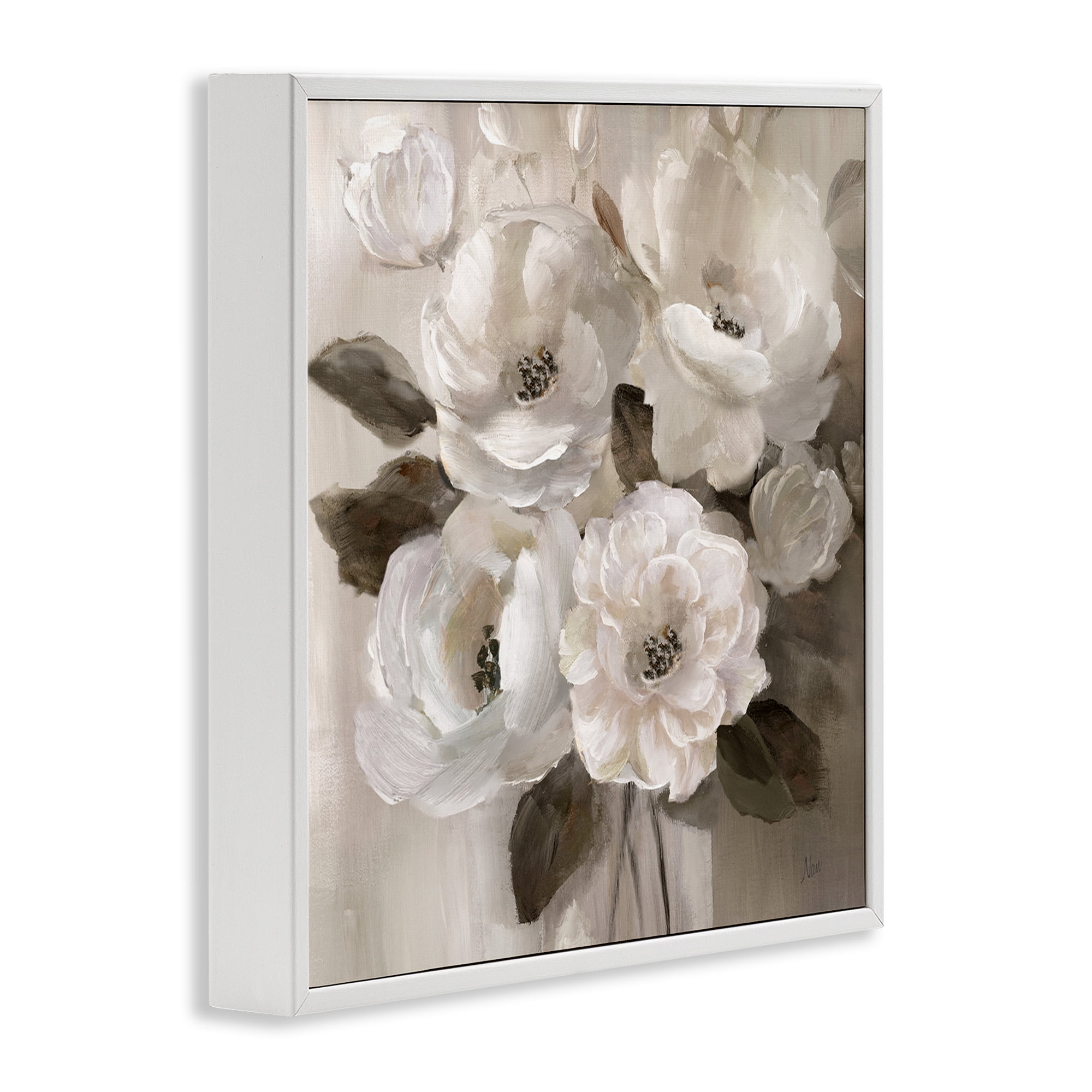 Stupell Industries Ivory Flower Bushel White Framed Giclee Art, design by Nan
