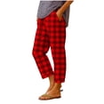 thumbnail image 2 of Hvogkswy Cotton Pants for Women Fashion Plaid Print Loose Casual Pants High Waist Straight Leg Ankle-Length Pants with Pockets, 2 of 5