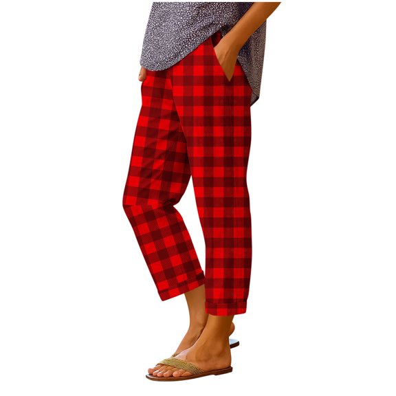 Guluxicc Womens Cotton Lounge Pants with Pockets Elastic Waist Drawstring Loose Straight Leg Trousers for Sleepwear