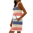 thumbnail image 6 of Feancey Linen Short Overalls for Women Striped Button Sleeveless Jumpsuits Loose Fit Casual Wide Leg Romper Shorts with Pockets Khaki L, 6 of 8