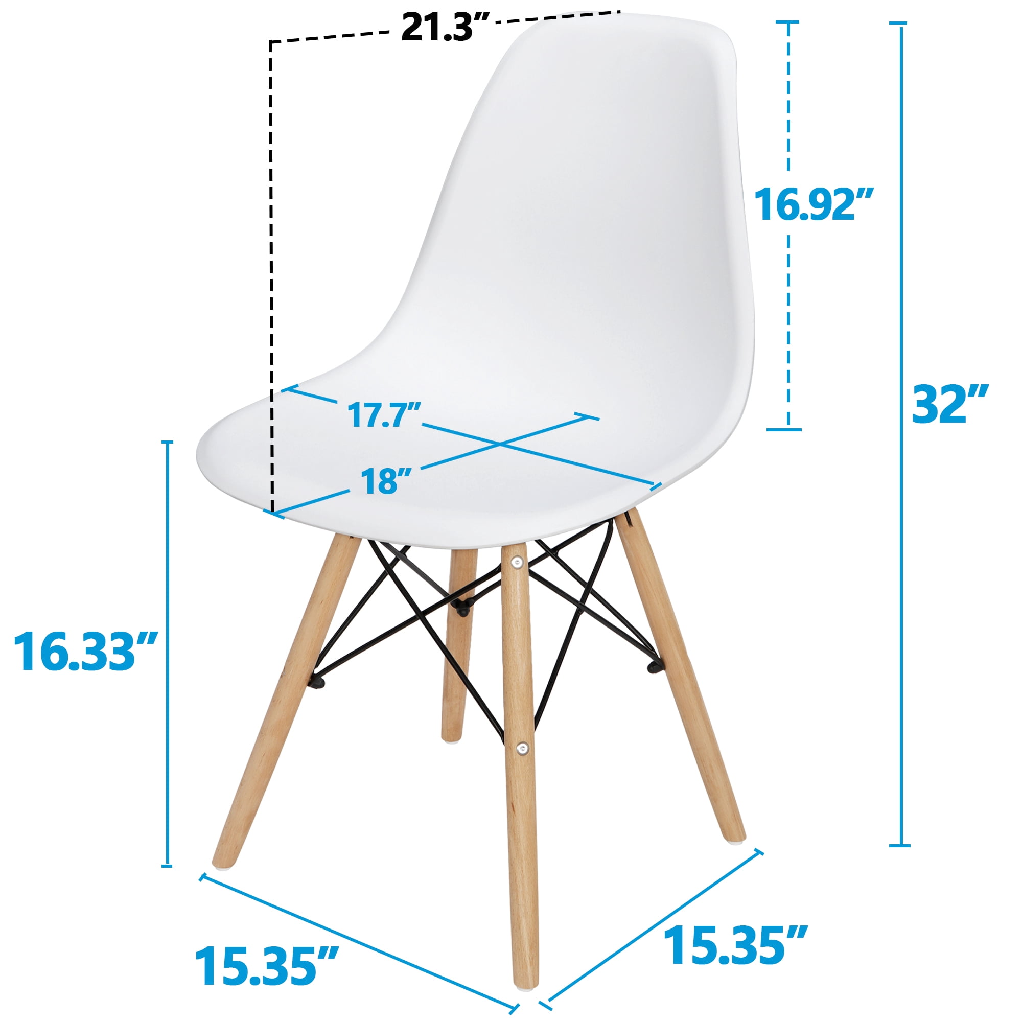 ZENY Set of 4 Home Decorating Innovator Modern Style Dining Chairs Shell Lounge Plastic Chairs White