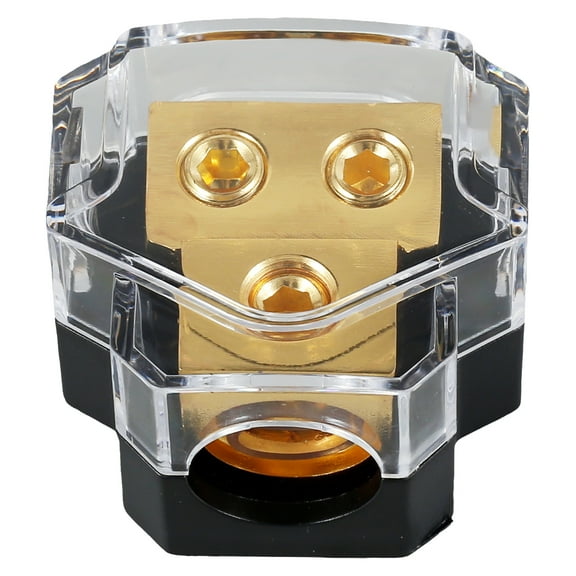 Pluokvzr 2 Way Power Distribution Block Copper Car Audio Power Wire Splitter 0/2/4 Gauge in 4/6/8 Gauge Out Amplifier Power Distribution Ground Distributor Connecting Block for Car