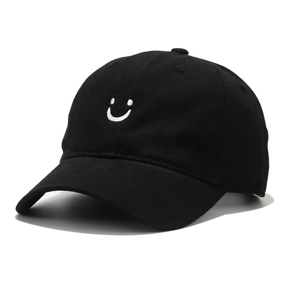 ManYmbyan Smile Face Baseball Cap for Women Men Adjustable Low Profile Unstructured Cotton Dad Hat( black)