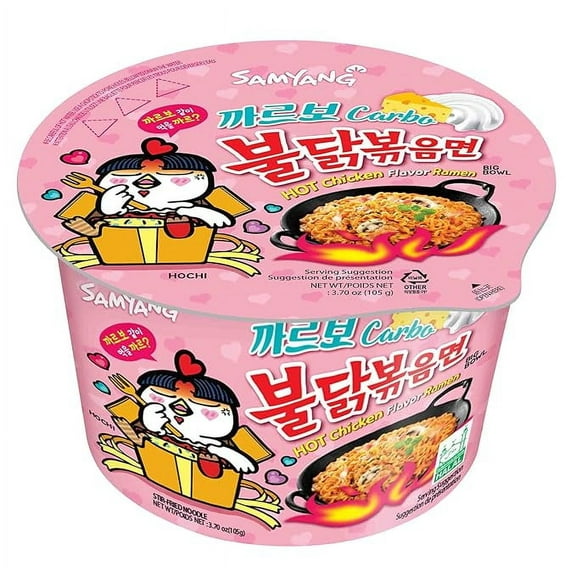 Samyang Buldak Ramen Carbonara Hot Chicken Flavor - 3.7 oz/bowl ,3 Packs