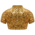 thumbnail image 4 of TiaoBug Kids Girls Shiny Sequined Crop Top Club Party Disco Shirt Jazz Hip-hop Dance Costume Gold 6, 4 of 7