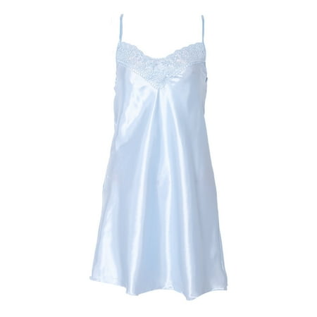 

JUNTEX Women Ice Silk Cool Nightgown Pyjamas Sexy V Neck Sleepwear Nightwear