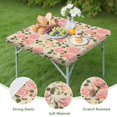 thumbnail image 4 of Pioneer Flower Floral Print Pattern Square Fitted Tablecloth with Elastic Edge,Square Table Cover,Washable Elastic Table Cover for Home Kitchen Party Decor 36"x36", 4 of 6