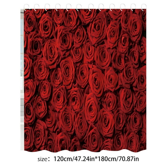 Nomeni Polyester Shower Curtain Valentine's Day Shower Curtain Red A, 1Pc Shower Curtain Red