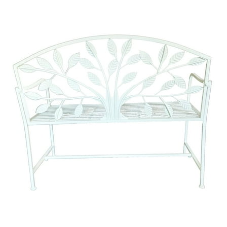 Hi-Line Gift Ltd 78683-CM Metal Garden Bench Tree Pattern-White