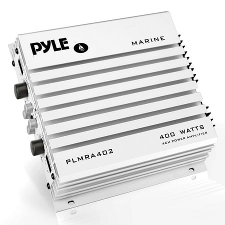 Pyle Hydra Marine Amplifier - Upgraded Elite Series 400 Watt 4 Channel Audio Amplifier Waterproof Dual MOSFET Power Supply GAIN Level Controls, RCA Stereo Input & LED Indicator