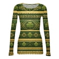 thumbnail image 5 of ASDFVBKG Womens St Patrick's Day Tops Y2k Crew Neck Basic Long Sleeve Slim Fitted Tee Shirts Ribbed Knit Shamrock Cozy Pullover Tops Army Green M, 5 of 6