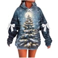 thumbnail image 2 of YueHuiYing Womens Bow Graphic Hoodie Cute Bow Sweater Oversized Long Sleeve Sweatshirt Drop Shoulder Pullover Tops, 2 of 5