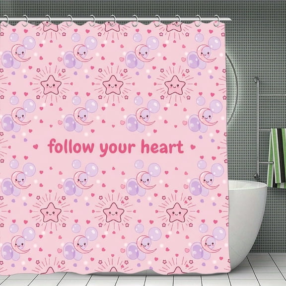 Cute Celestial Pattern Print Shower Curtain,Modern Fabric Waterproof Shower Curtain Set with Hooks 70.8×70.8Inch (180×180cm)