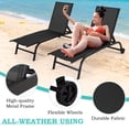 thumbnail image 4 of Yoleny 26" Wide Patio Lounge Chair with Wheels, Pool Lounge Chairs Set of 2 with Adjustable Backrest, Waterproof Textilene Outdoor Lounge Chairs for Patio Poolside Deck, Black, 4 of 6