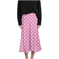 thumbnail image 5 of qelini Polka Dot Midi Skirt for Women High Waist Mid-Length Skirt Wrap Skirt Color Block Lounge Wear, 5 of 7