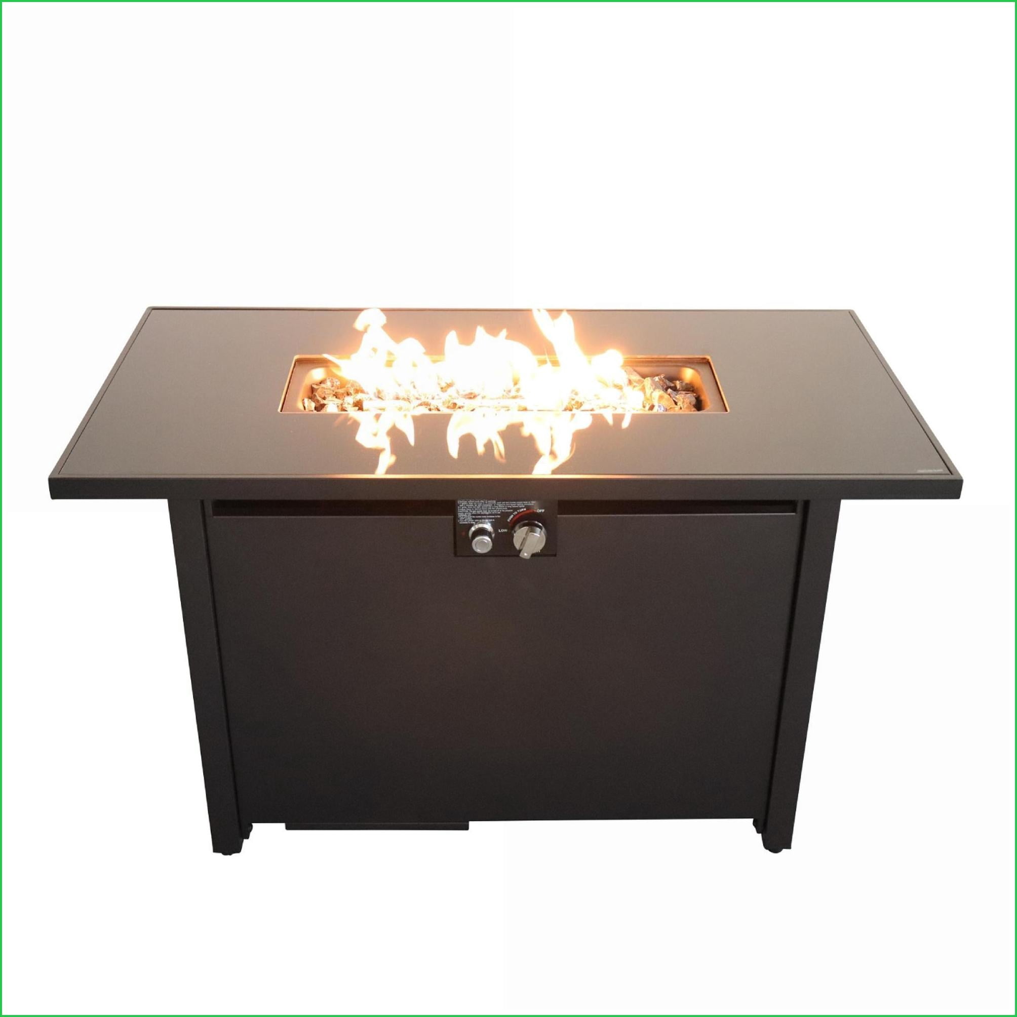 Outdoor Stoves | Parrilla | Modern 42"W Steel Fire Pit Table for Patio Deck, with Lid | Black