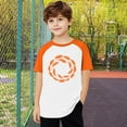 thumbnail image 6 of hengsof Girls Orange Raglan Short Sleeve T-Shirt, Cute Printed Casual Crew Neck Top, Soft and Comfortable Shirt Ages 3-14, 6 of 8