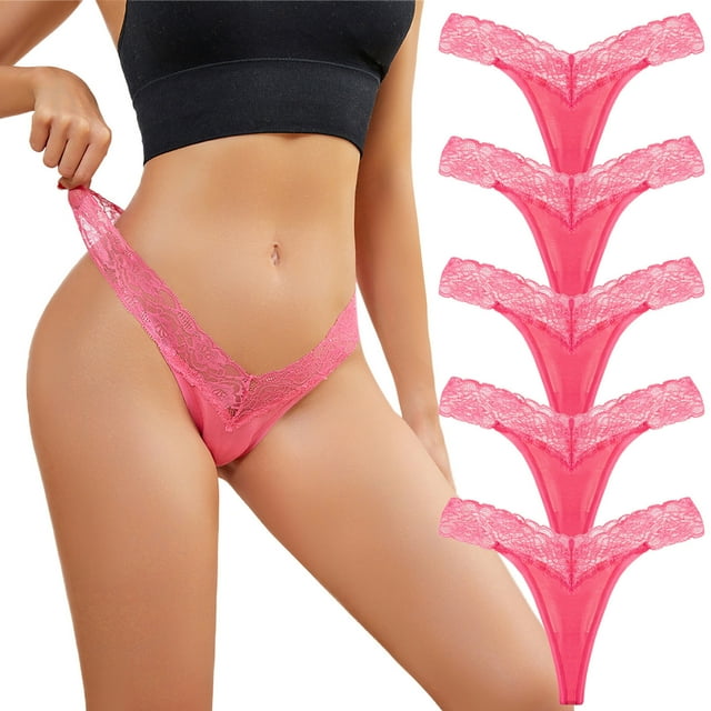 Bragas Gibobby de encaje para mujer 5 piezas Ropa interior sexy Bikini Sólido