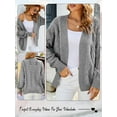 thumbnail image 5 of HUBERY Women Hollow Out Open Front Long Sleeve Ribbed Knit Solid Color Cardigan, 5 of 5