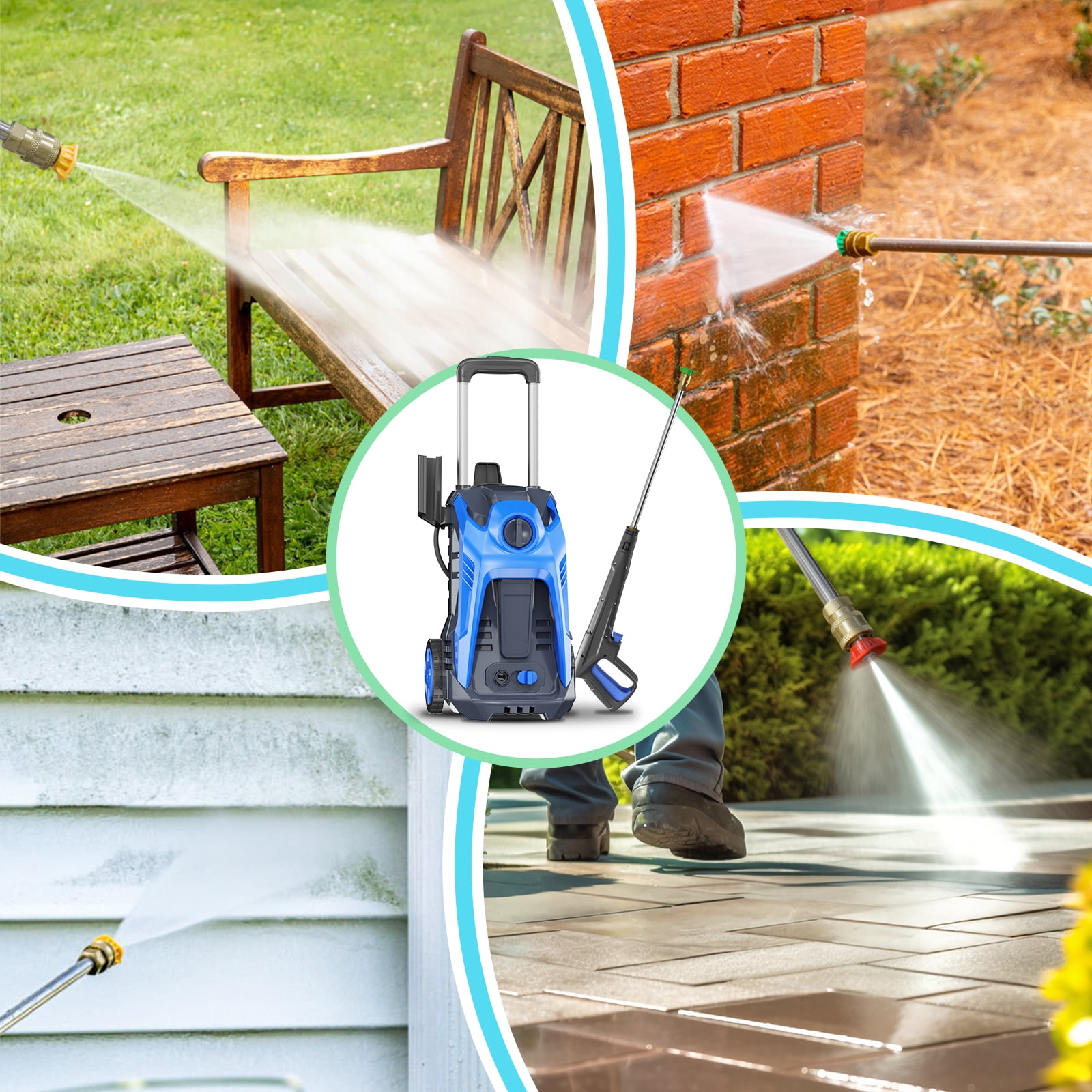 Electric Pressure Washer 4800 PSI 2.9 GPM Electric Power Washer with 25 FT Hose, 16.4 FT Power Cord, Soap Tank Car Wash Machine Blue Ideal Cleaning for Patio