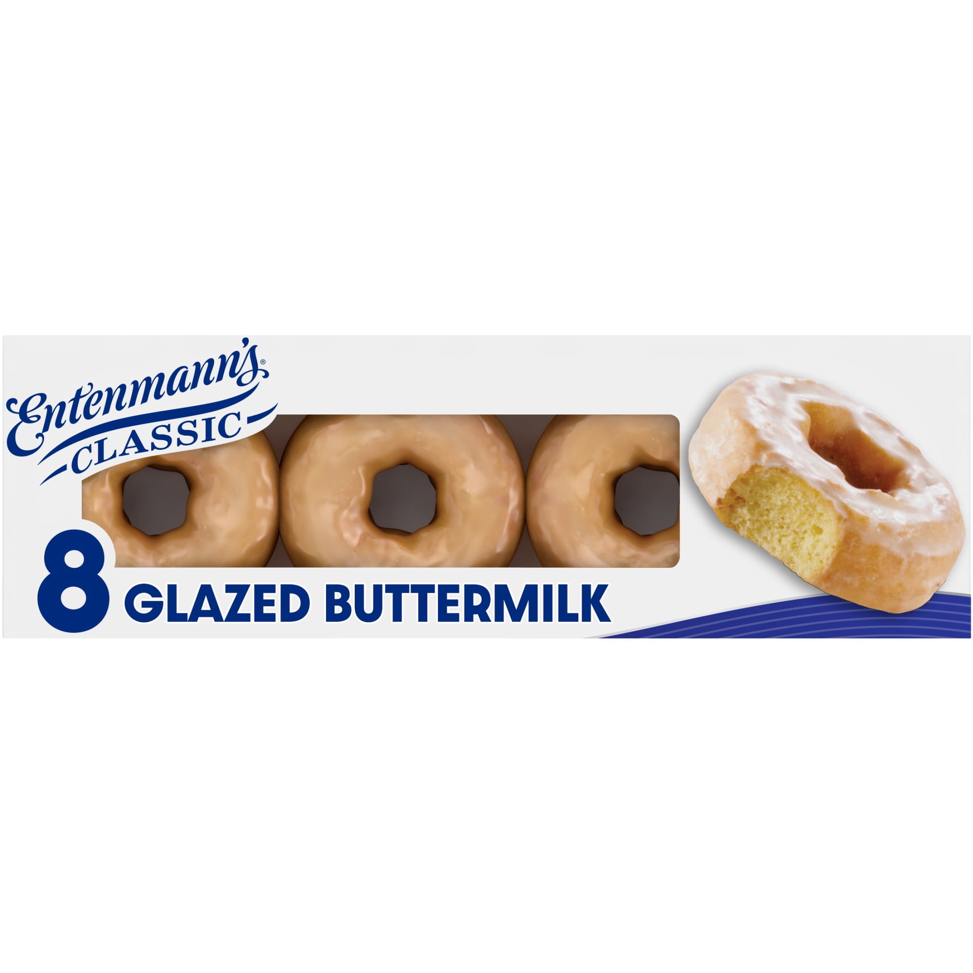 Entenmann's Classic Glazed Buttermilk Donuts, 8 count, Kosher Classic Doughnuts, 14.5 oz Bag