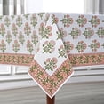 thumbnail image 3 of Mantel Ridhi Buta Peach de algodón estampado a mano, 305 x 203 cm, 3 of 9