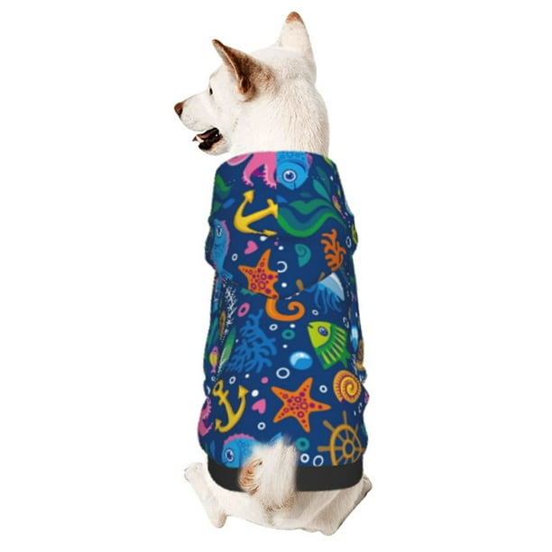 Balery Sea Fish Sudadera con Capucha para Perros Pequeños – Ropa para Mascotas, Disfraz para Perros y Gatos, Ideal para Fiestas y Cosplay-X-Large