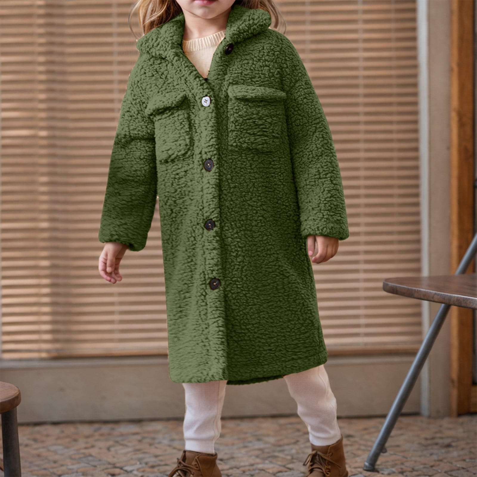 Zpanxa Childrens Collarless Reversible Coat 4-10Y Button